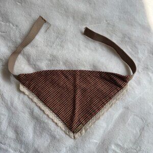 NWT The Love Pup Autumn Houndstooth Dog Bandana, Red, Tan, & Brown, Size Med